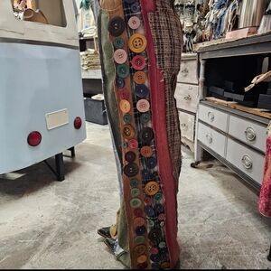 RB55 Bust Your Button Pants- Colorful Button-Embellished Patchwork